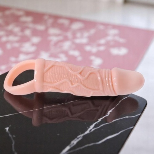 Pretty Love Breyden 18 CM Uzatmalı 3 CM Dolgulu Testis Halkalı Penis Kılıfı