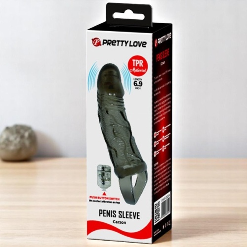Pretty Love Titreşimli Penis Kılıfı 3cm Dolgulu Uzatmalı Prezervatif Vibratör