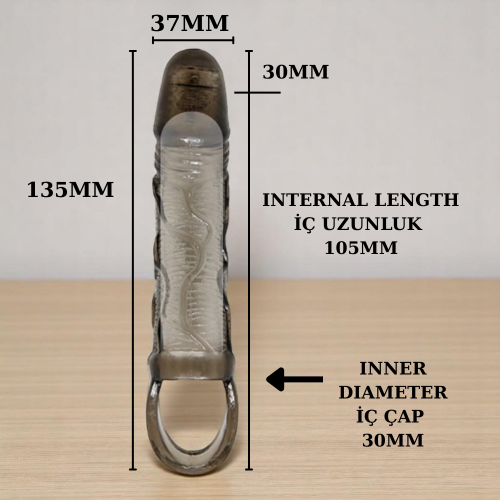 Pretty Love 2cm Dolgulu Zenci Penis Kılıfı Uzatmalı Prezervatif Dildo