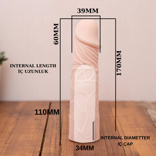 Baıle Big Men 6 CM Dolgulu Realistik Penis Kılıfı Uzatmalı