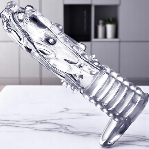 Klitoris Uyarıcı Dildo Silikon Penis Kılıfı Uzatmalı Şeffaf Kılıf