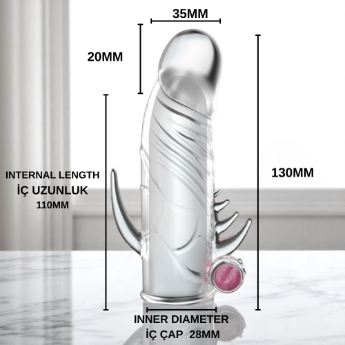 Baıle Güçlü Titreşimli Silikon Penis Kılıfı Prezervatif Çatal Vibratör