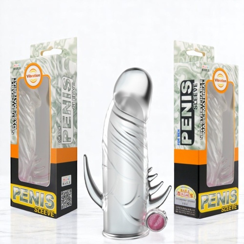 Baıle Güçlü Titreşimli Silikon Penis Kılıfı Prezervatif Çatal Vibratör