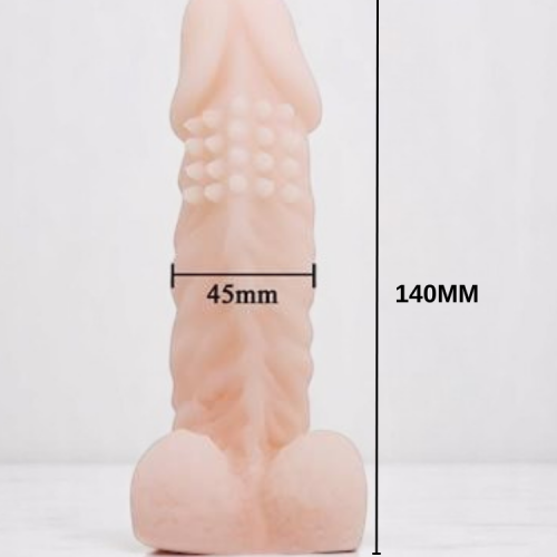 Studded Et Dokusunda Uzatmalı Testisli Realistik Penis Kılıfı