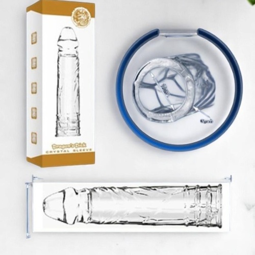 Sleeve Damarlı Dolgulu 4cm Uzatmalı Şeffaf Silikon Penis Kılıfı