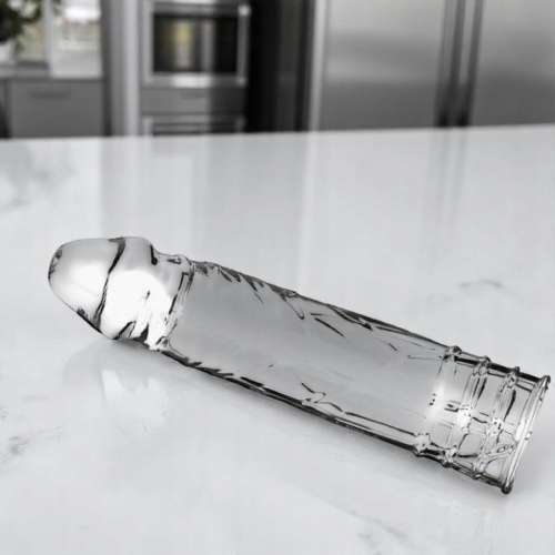 Sleeve Damarlı Dolgulu 4cm Uzatmalı Şeffaf Silikon Penis Kılıfı