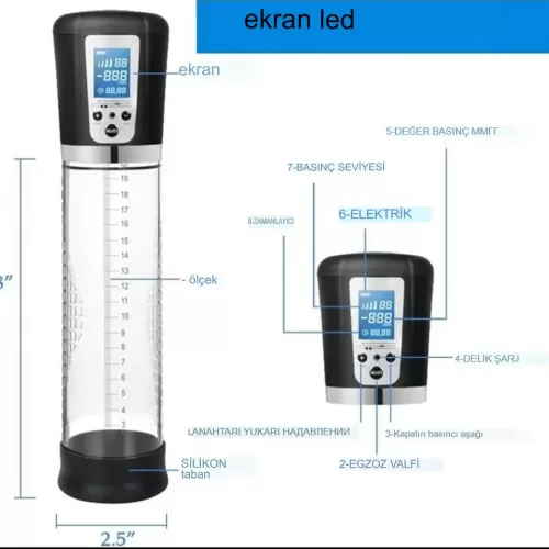 Passion  USB Şarjlı LED Ekranlı 4 Titreşimli Tam Otomatik Penis Pompası