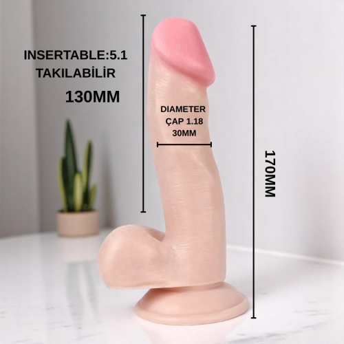 Xise 17 CM Vantuzlu Gerçekçi Realistik Penis Dildo
