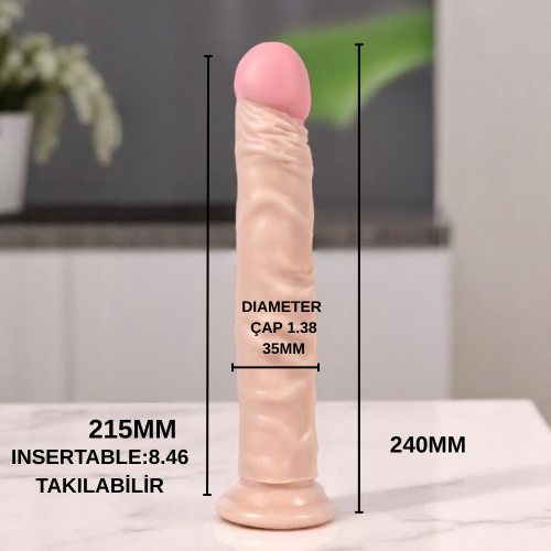 Spartacus 24 CM Dev Uzun Realistik Penis Vantuzlu Testissiz Dildo