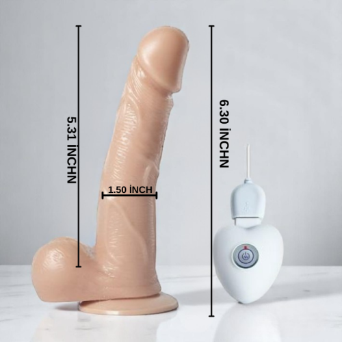 Oynar Başlı Titreşimli USB Şarjlı 18cm Realistik Vibratör Penis