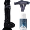 Belden Bağlamalı Kayganlaştırıcı Set Noctis 21cm Siyah Dildo No:64