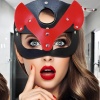 Siyah Kırmızı Fantezi Deri Maske