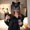 Fantazi Deri Siyah Zincirli Maske