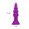 Boğumlu 17 CM Silikon Anal Plug Vantuzlu Anal Tıkaç Dildo Mor