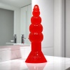 Boğumlu 17 CM Silikon Anal Plug Vantuzlu Anal Tıkaç Dildo Kırmızı
