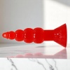 Boğumlu 17 CM Silikon Anal Plug Vantuzlu Anal Tıkaç Dildo Kırmızı