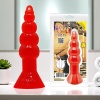 Boğumlu 17 CM Silikon Anal Plug Vantuzlu Anal Tıkaç Dildo Kırmızı