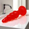Boğumlu 17 CM Silikon Anal Plug Vantuzlu Anal Tıkaç Dildo Kırmızı