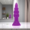 Boğumlu 17 CM Silikon Anal Plug Vantuzlu Anal Tıkaç Dildo Mor