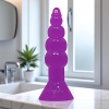 Boğumlu 17 CM Silikon Anal Plug Vantuzlu Anal Tıkaç Dildo Mor