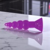 Boğumlu 17 CM Silikon Anal Plug Vantuzlu Anal Tıkaç Dildo Mor