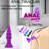 Boğumlu 17 CM Silikon Anal Plug Vantuzlu Anal Tıkaç Dildo Mor