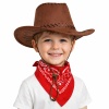 Çocuk Kovboy Şapka Kahverengi ve Kırmızı Bandana Seti