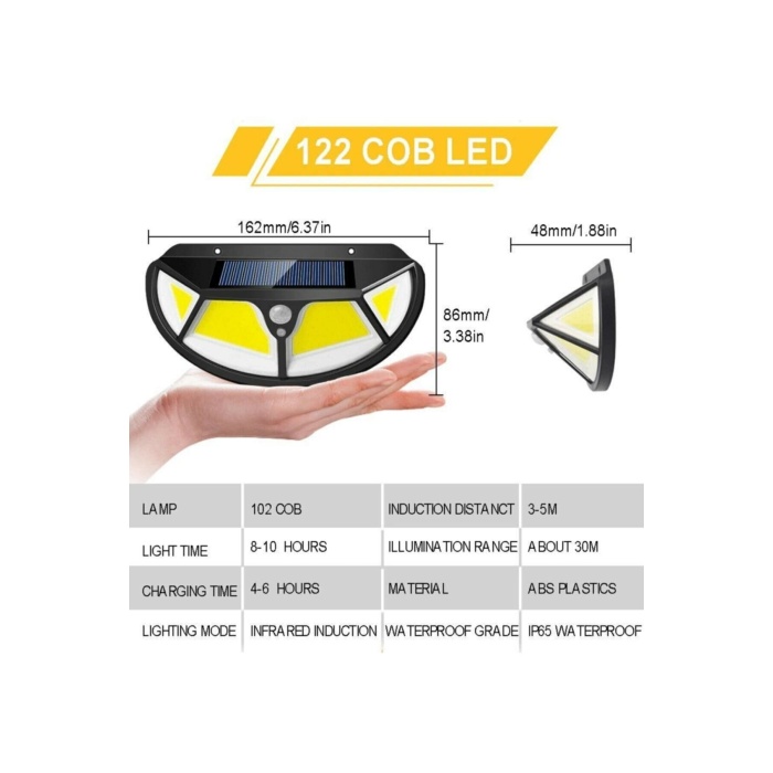 Fonksiyonel Sensörlü 102 Ledli Solar Bahçe Lambası