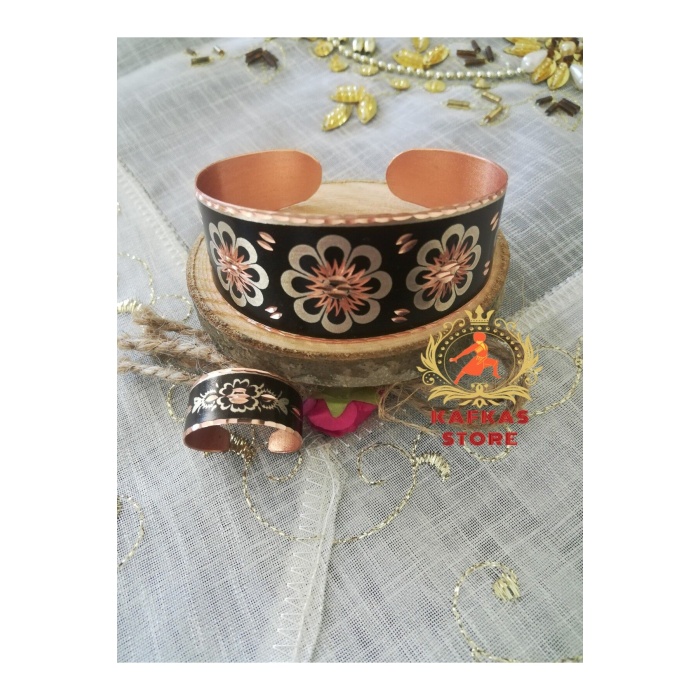 Hediyelik,el Yapımı %100 Bakır Takı Set.bilezik,yüzük,küpe,kolye Tam Set.no:08