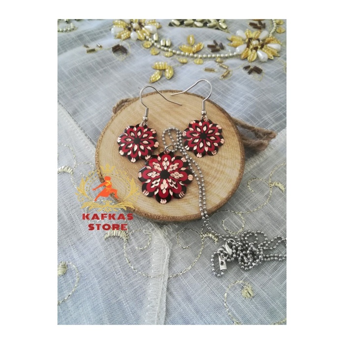 Hediyelik,el Yapımı %100 Bakır Takı Set.bilezik,yüzük,küpe,kolye Tam Set.no:01