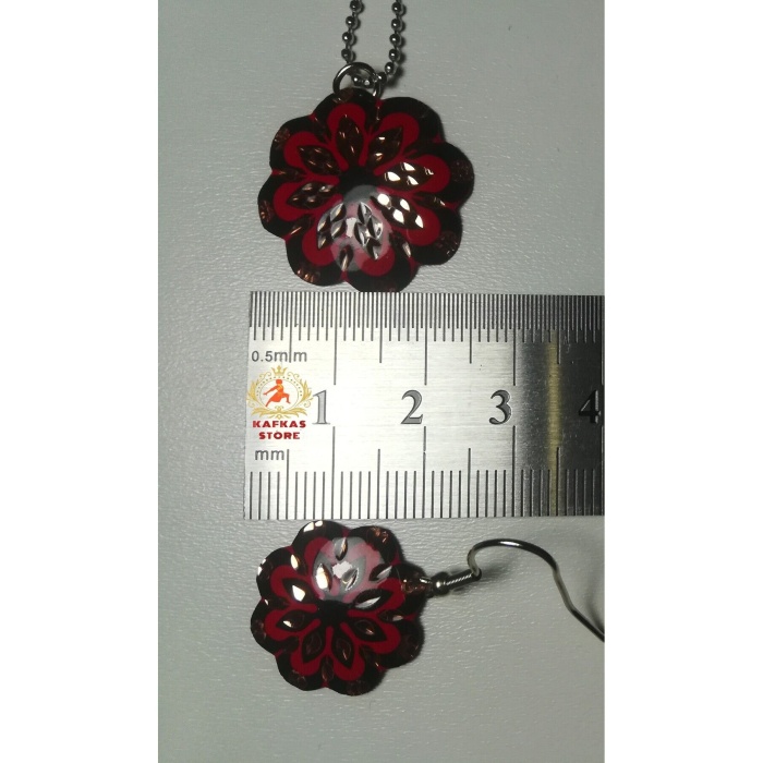 Hediyelik,el Yapımı %100 Bakır Takı Set.bilezik,yüzük,küpe,kolye Tam Set.no:01