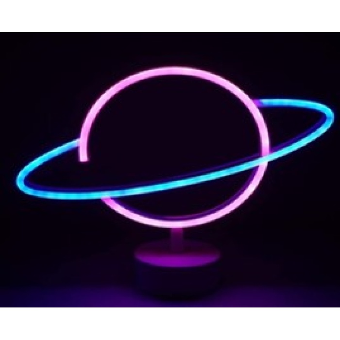 Neon Işıklı Satürn Lamba