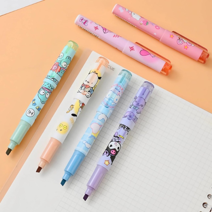 6lı Fosforlu Kalem Seti - Hello Kitty Kuromi ve Arkadaşları