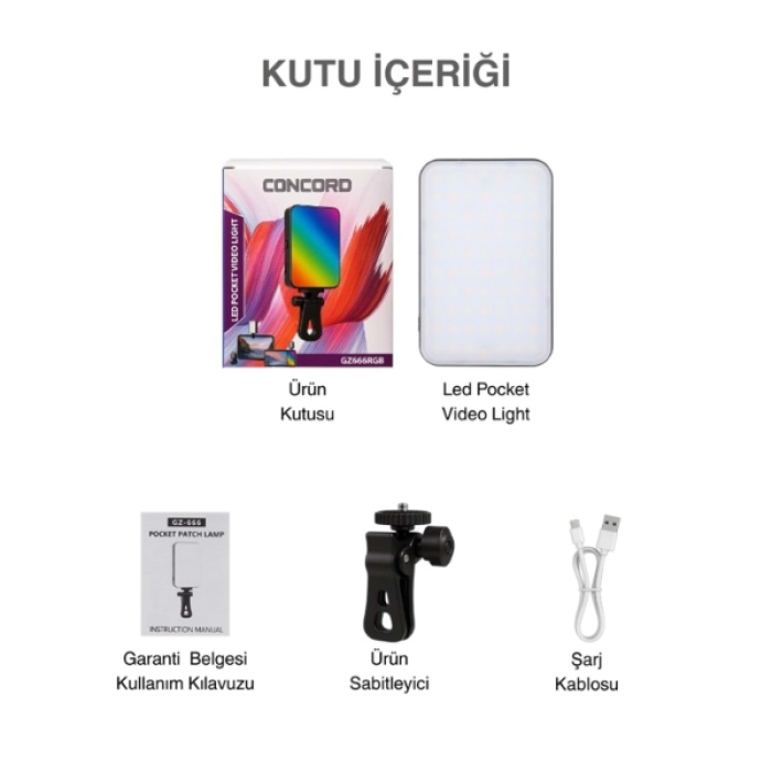 Clip-Fill Taşınabilir Mini RGB Led Selfie Işığı