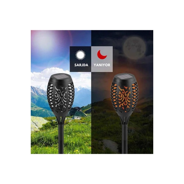 Solar Alev Efektli Bahçe Lambası
