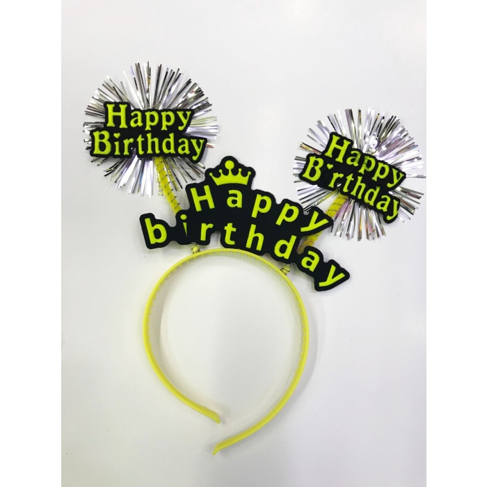Happy Birthday Neon Renk Doğum Günü Tacı - 12 Adet
