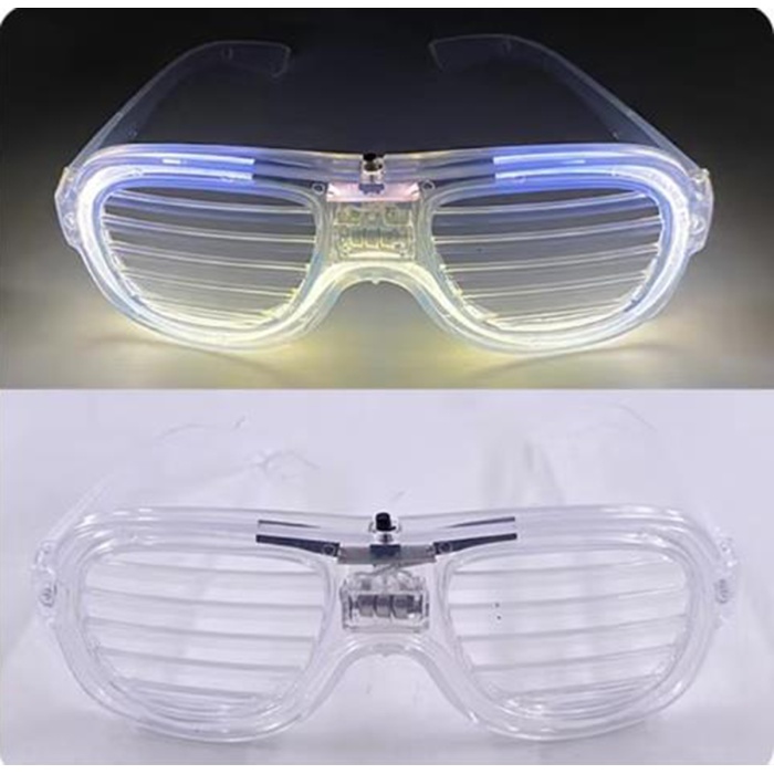 Beyaz Led Işıklı Parti Gözlüğü - Neon 3 Modlu