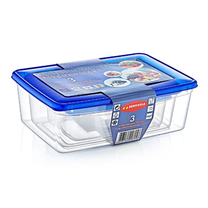 3lü Köşeli Saklama Kabı Seti