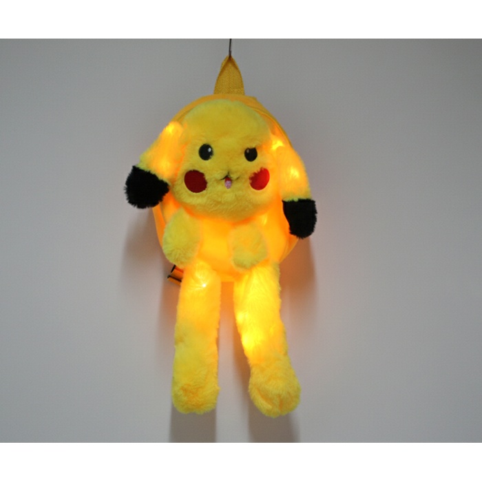 Peluş Işıklı Oynar Kulaklı Pikachu Sırt Çantası