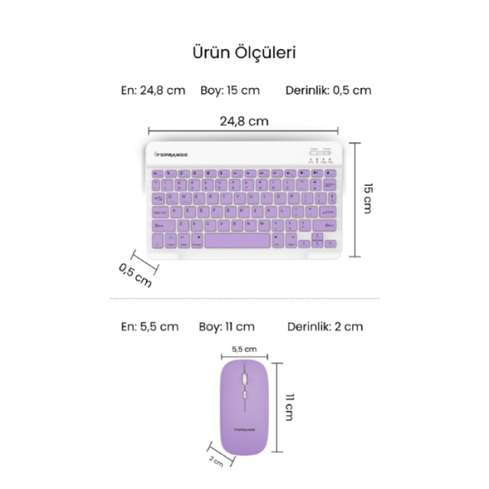 Mor Kablosuz Klavye Ve Mouse Seti