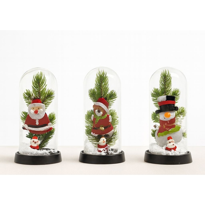 Yılbaşı Temalı Işıklı Dekoratif Cam Fanus - Model 8