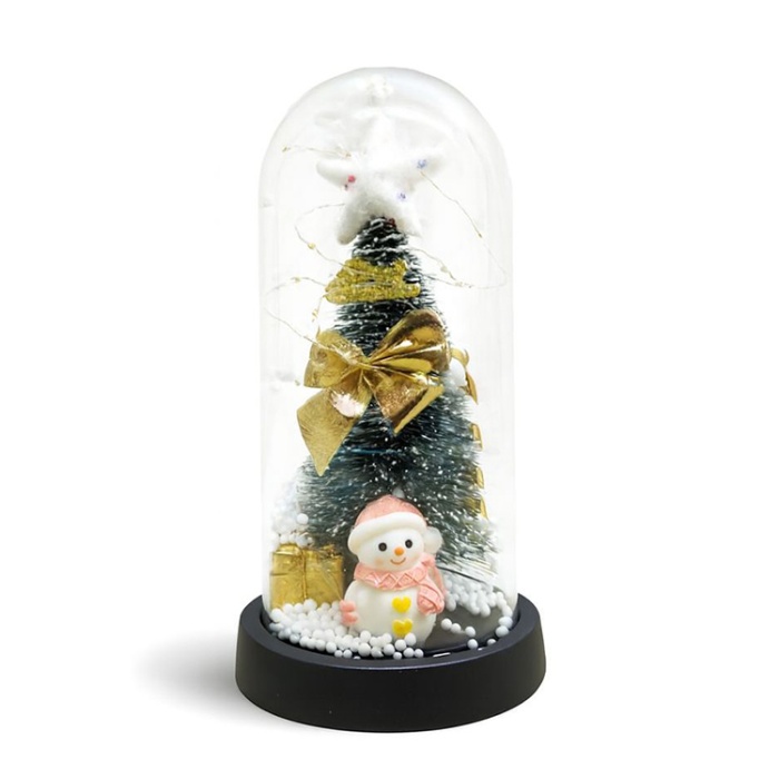 Yılbaşı Temalı Işıklı Dekoratif Cam Fanus - Model 7