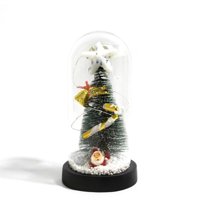 Yılbaşı Temalı Işıklı Dekoratif Cam Fanus - Model 1