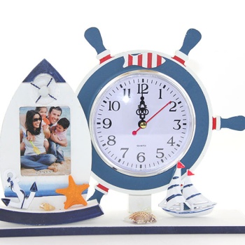 Ahşap Marin Dümenli Çerçeveli Saat Model 2