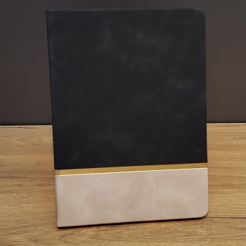 Altın Şeritli Siyah Deri Not Defteri