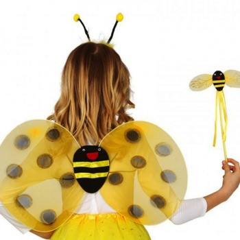 Gösteri Arı Kostüm Seti – Çocuklar İçin Kanat, Taç ve Asa Aksesuarı