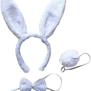 Beyaz Tavşan Kostüm Seti - Taç Papyon Kuyruk
