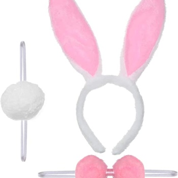 Tavşan Kostüm Seti - Taç Papyon Kuyruk Pembe Renk