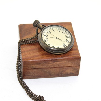 Ahşap Kutulu Pirinç Köstekli Saat Model 1