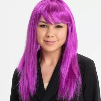 Fuşya Renk Düz Kesim Peruk